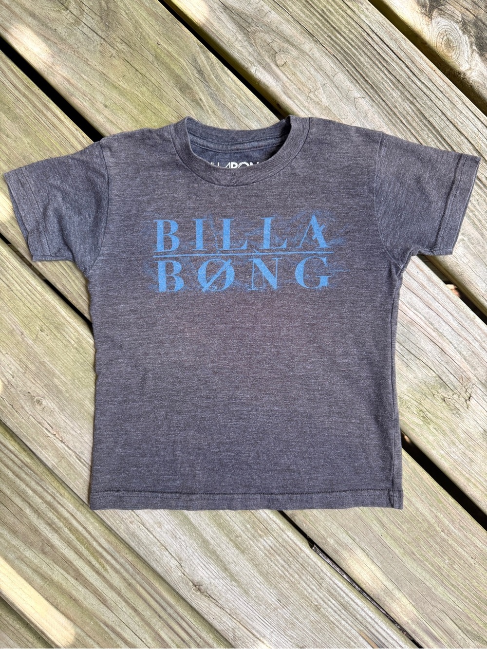Billabong Kids 3T dark Charcoal gray Tee with Blue Logo